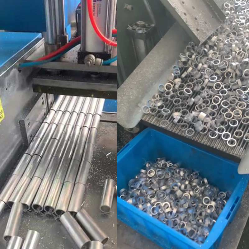 高效率全自動鋁管切割機,一次性鋸切7根現場圖